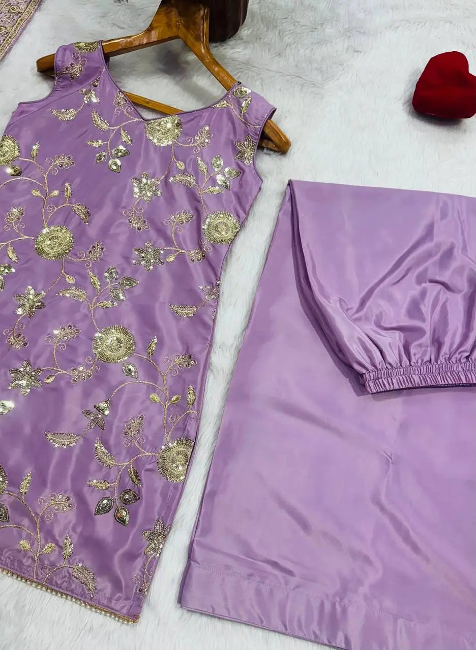 Lilac Sequin Zari Sharara Set