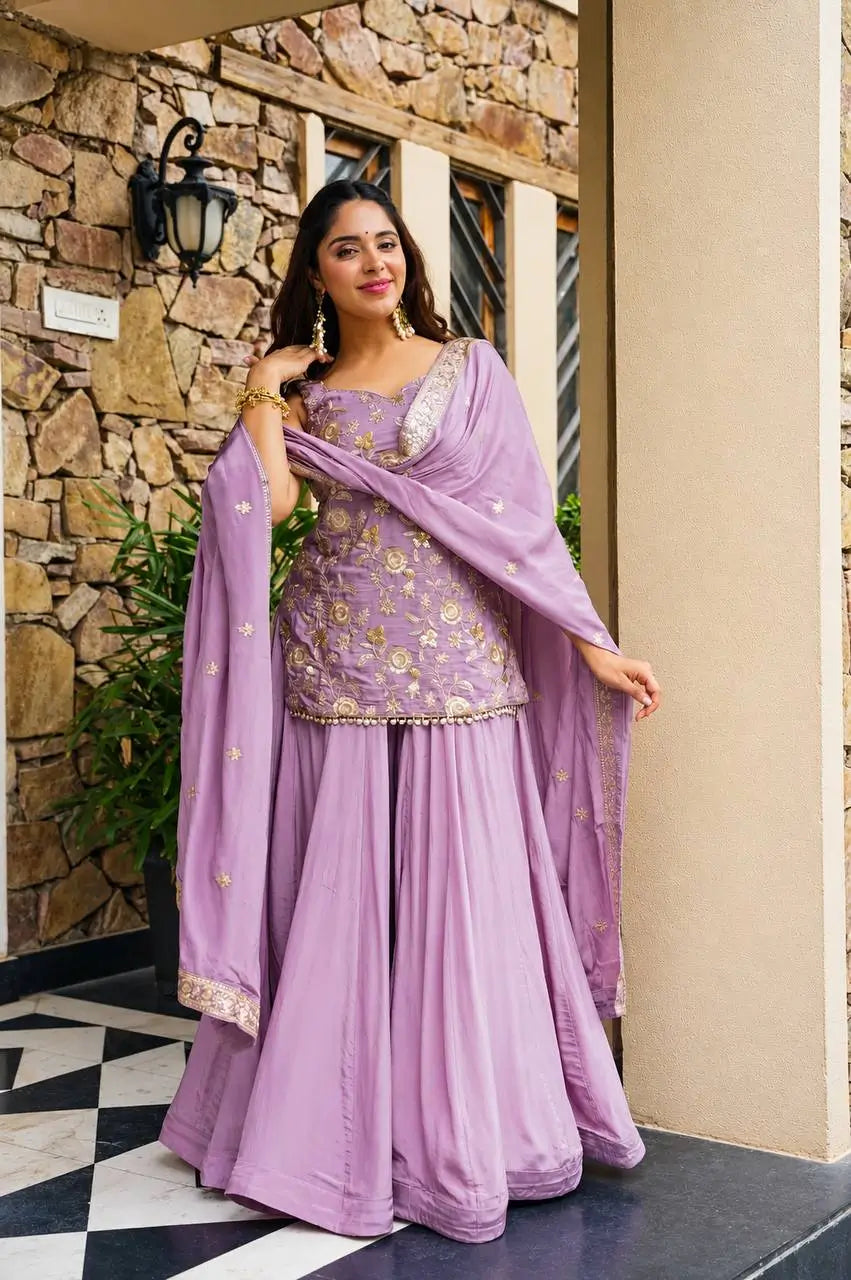 Lilac Sequin Zari Sharara Set