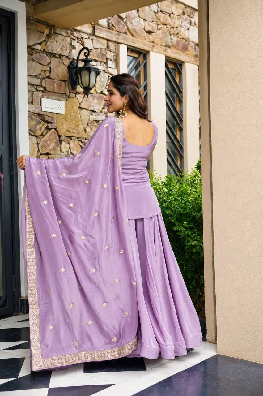 Lilac Sequin Zari Sharara Set