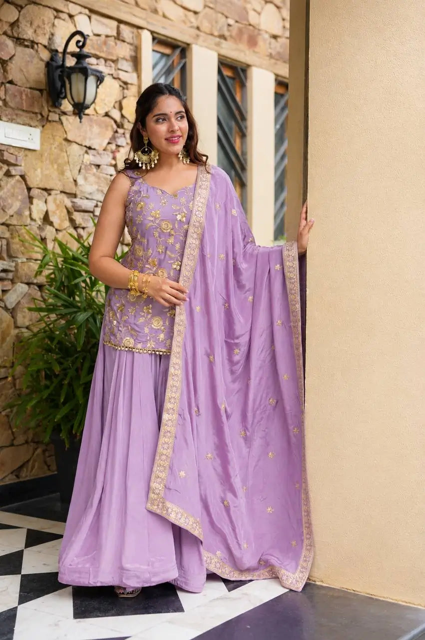 Lilac Sequin Zari Sharara Set