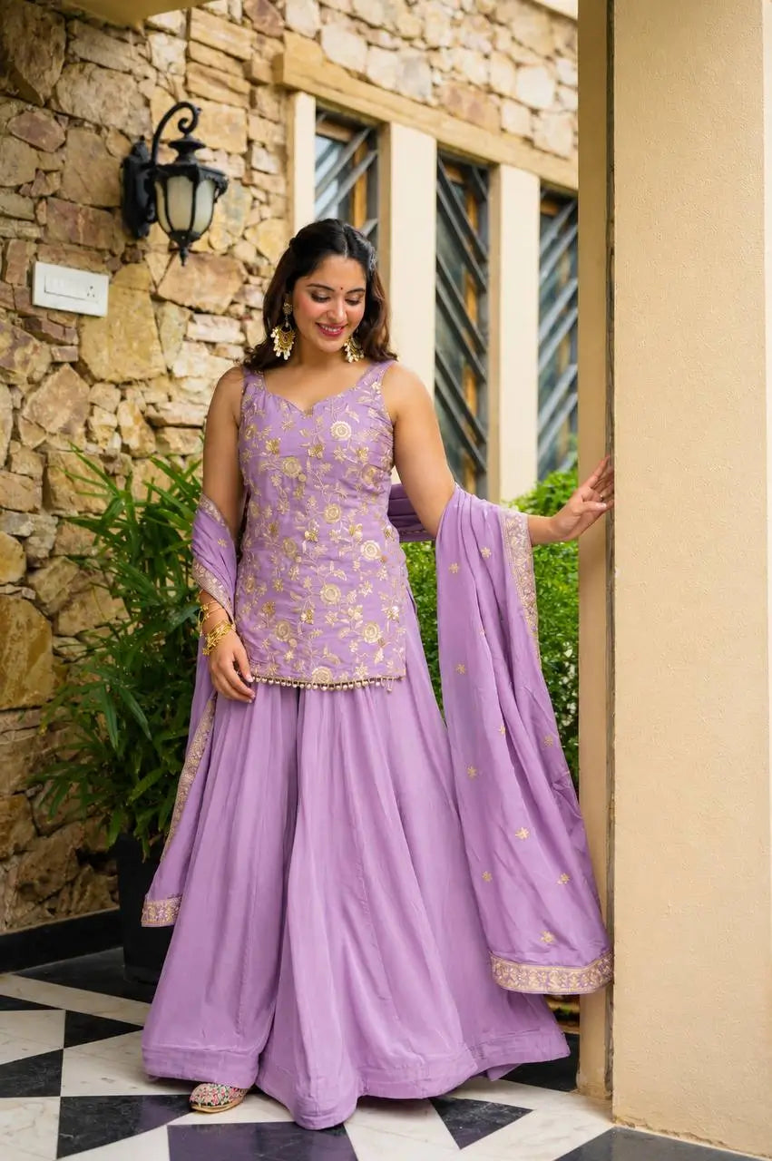 Lilac Sequin Zari Sharara Set