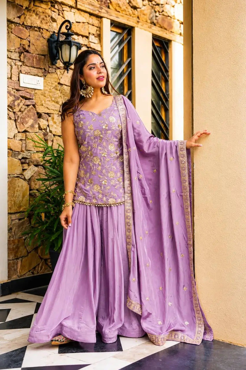 Lilac Sequin Zari Sharara Set