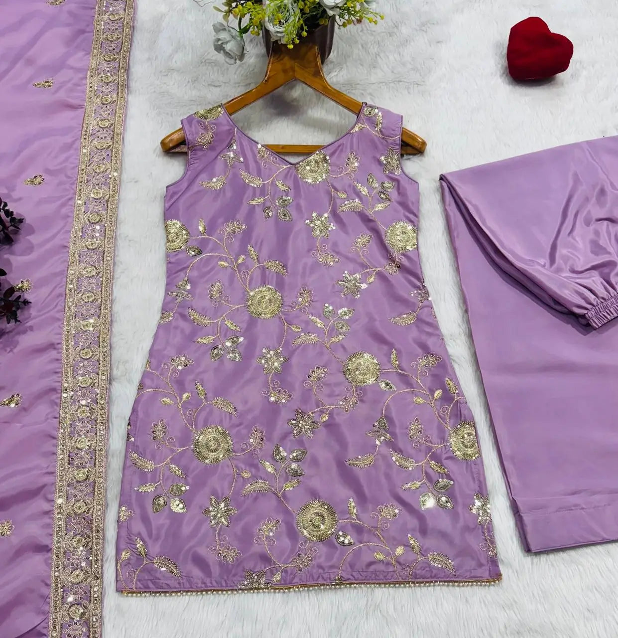 Lilac Sequin Zari Sharara Set