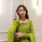 Lime Green Georgette Sequence Embroidered Gown with Dupatta