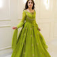 Lime Green Georgette Sequence Embroidered Gown with Dupatta