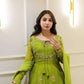 Lime Green Georgette Sequence Embroidered Gown with Dupatta