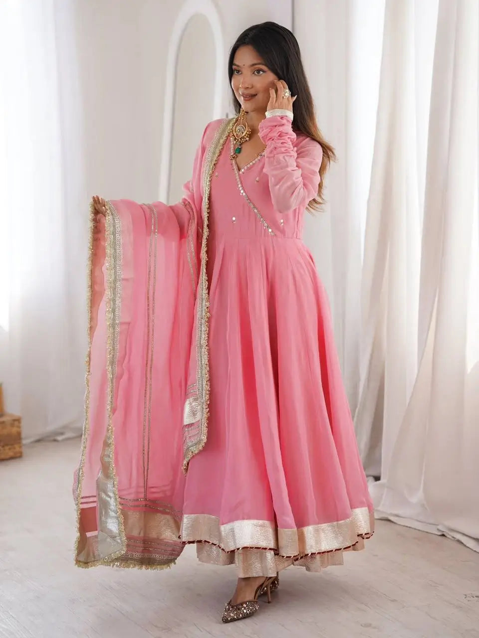 Lime Mirror Work Lehenga Set