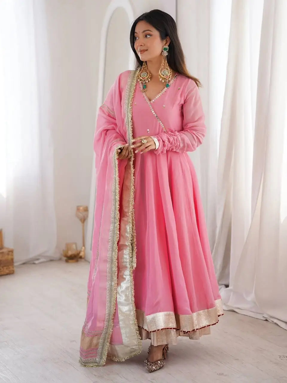 Lime Mirror Work Lehenga Set