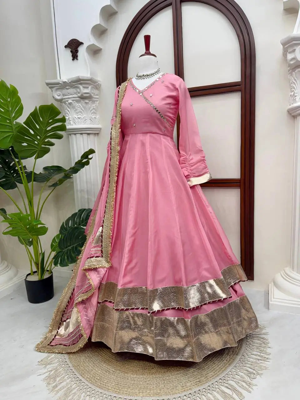 Lime Mirror Work Lehenga Set