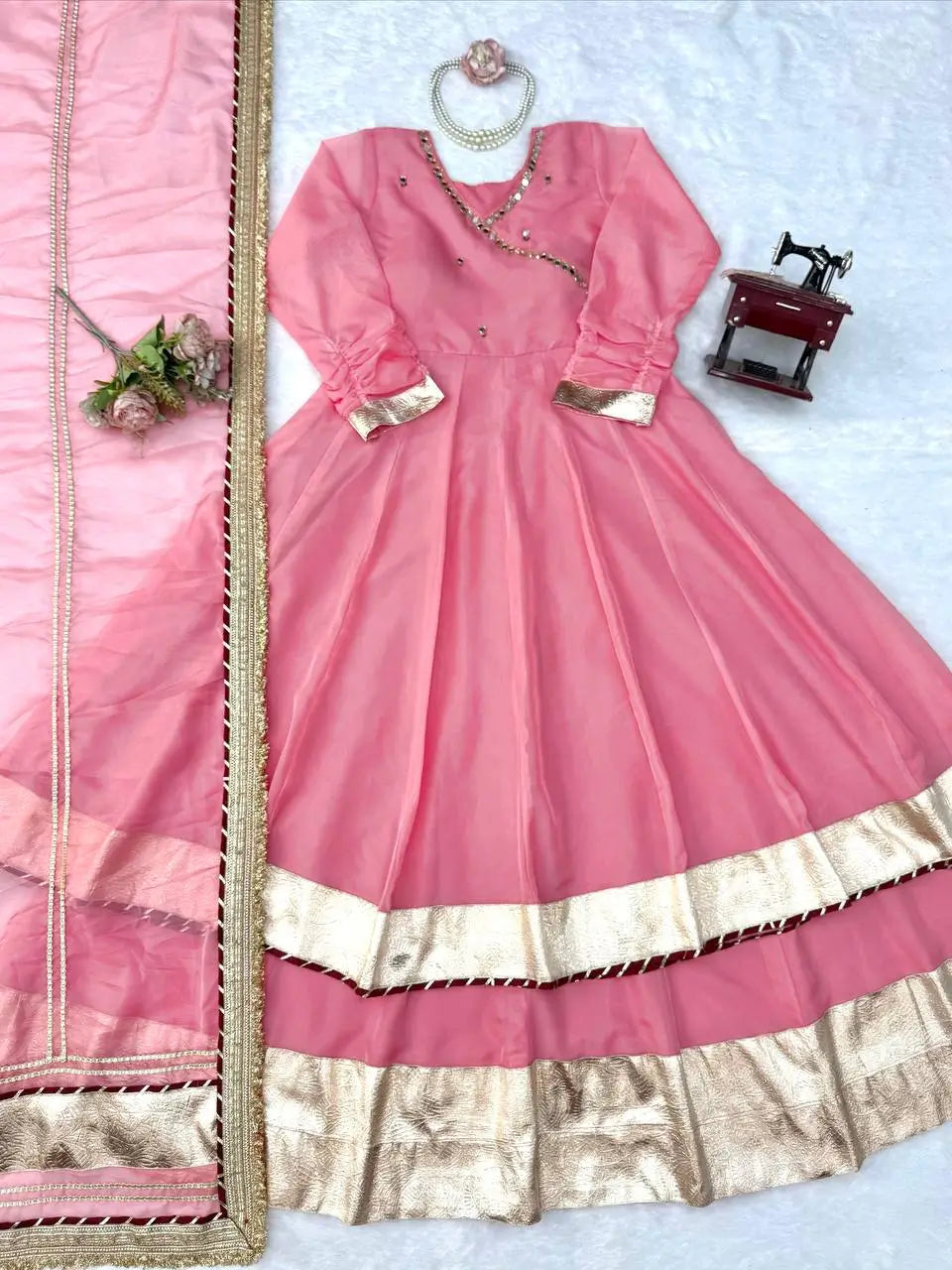 Lime Mirror Work Lehenga Set