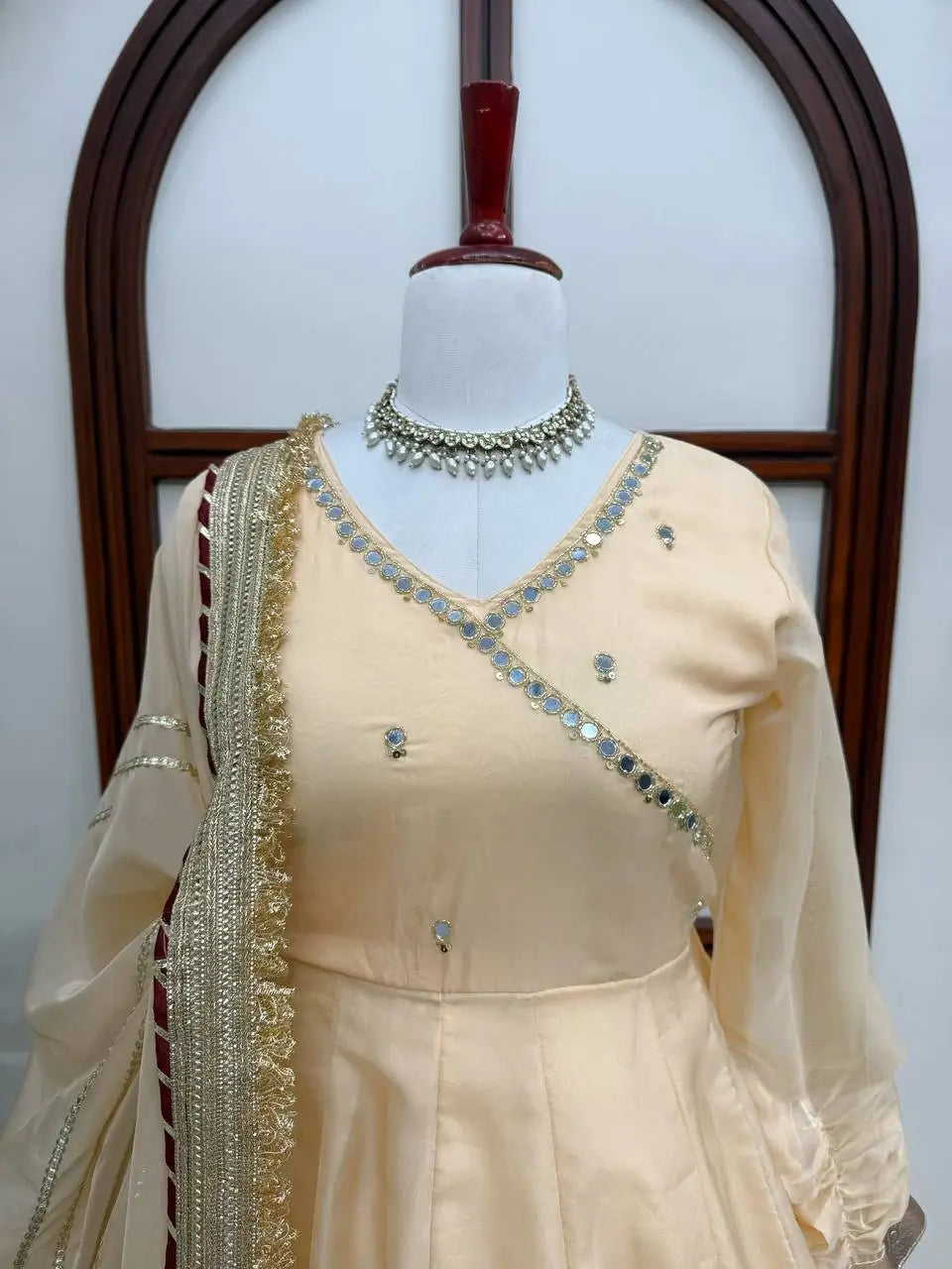 Lime Mirror Work Lehenga Set