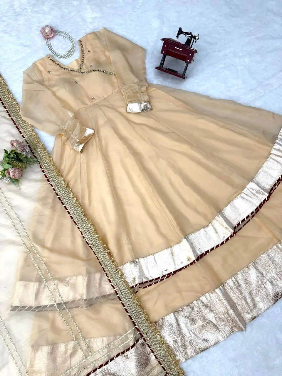 Lime Mirror Work Lehenga Set