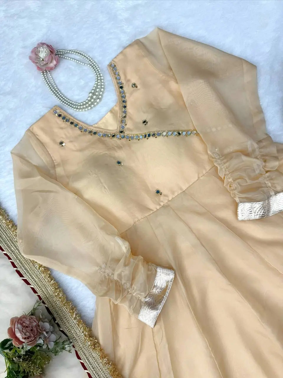 Lime Mirror Work Lehenga Set