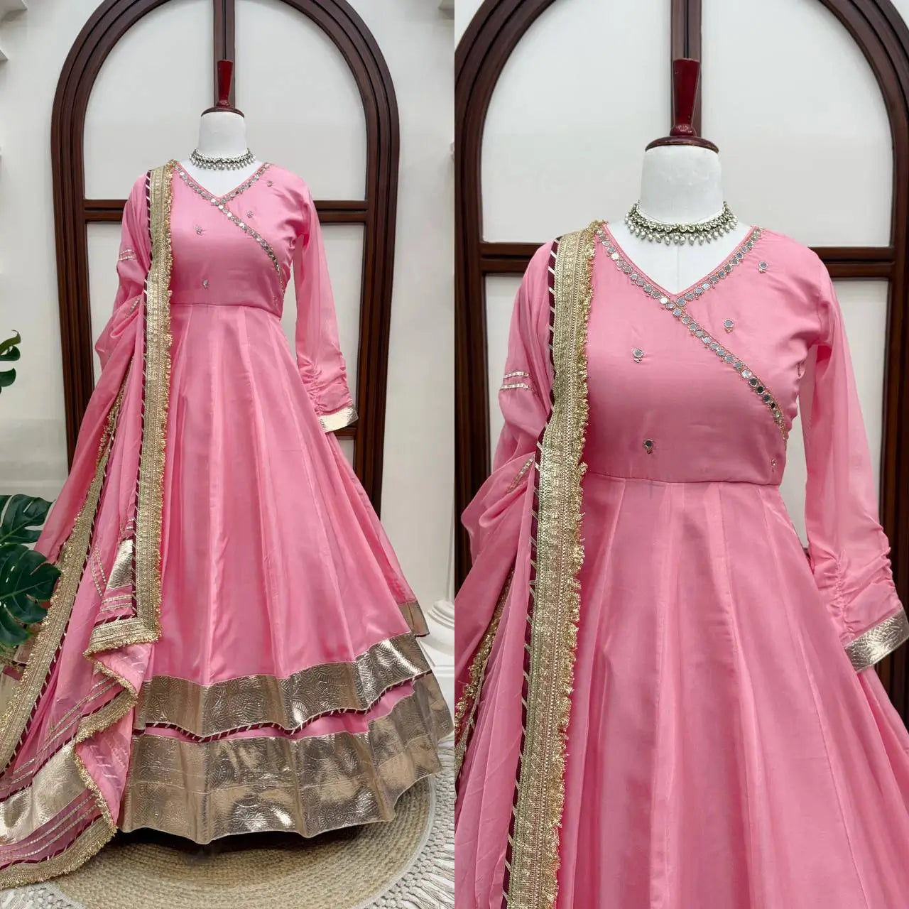 Lime Mirror Work Lehenga Set