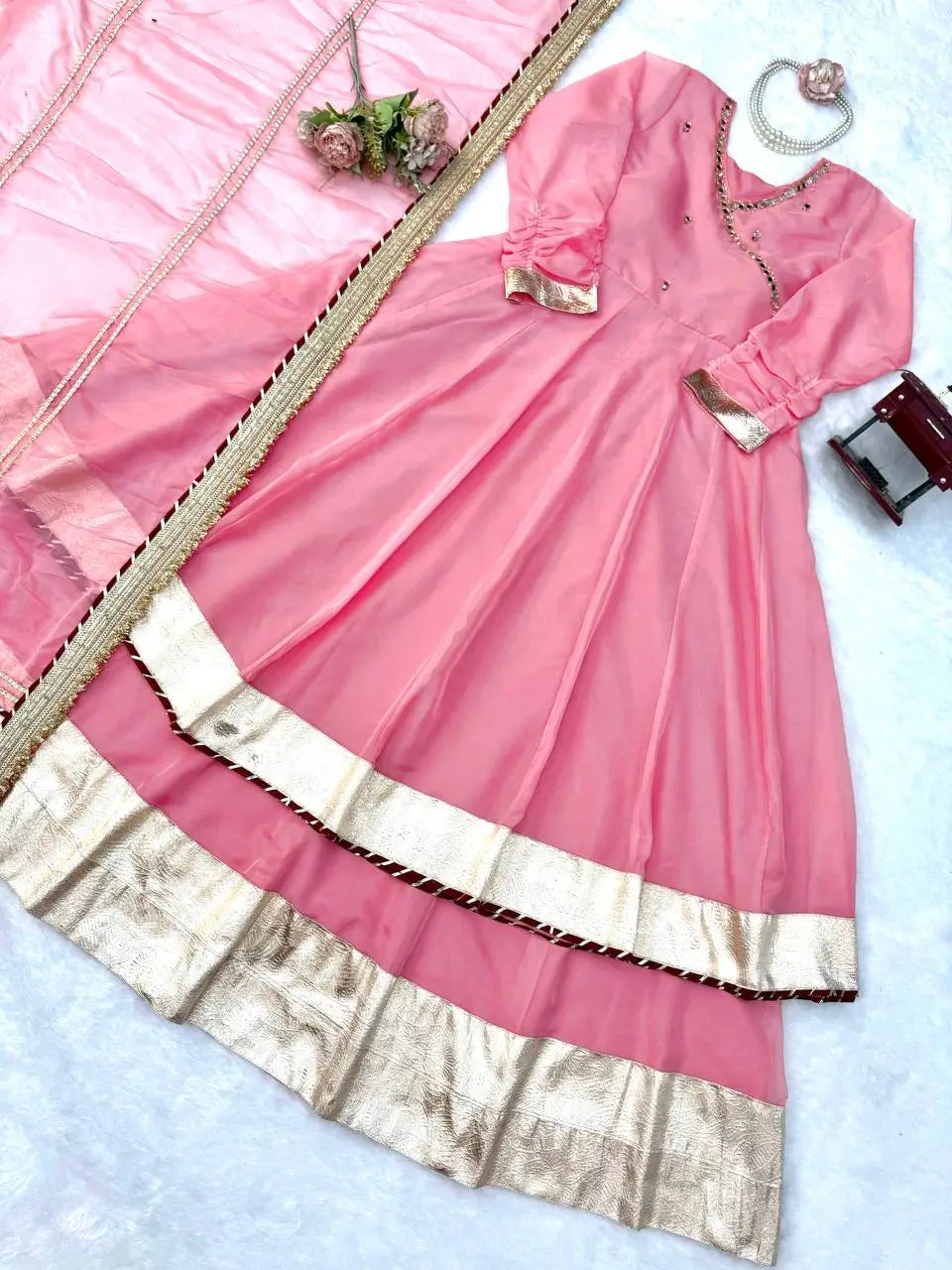 Lime Mirror Work Lehenga Set