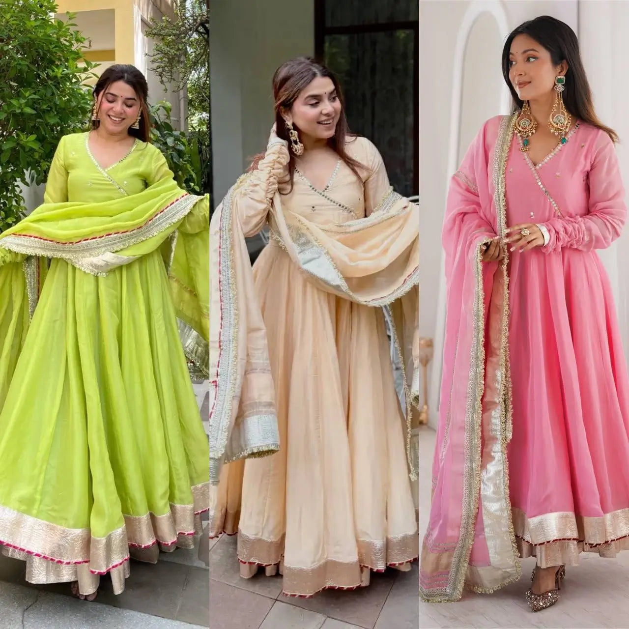 Lime Mirror Work Lehenga Set