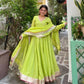 Lime Mirror Work Lehenga Set