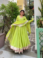 Lime Mirror Work Lehenga Set