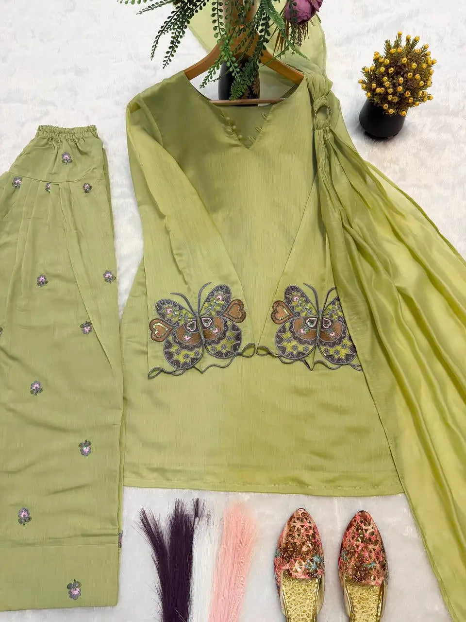 Lime Zari Sequin Farshi Suit