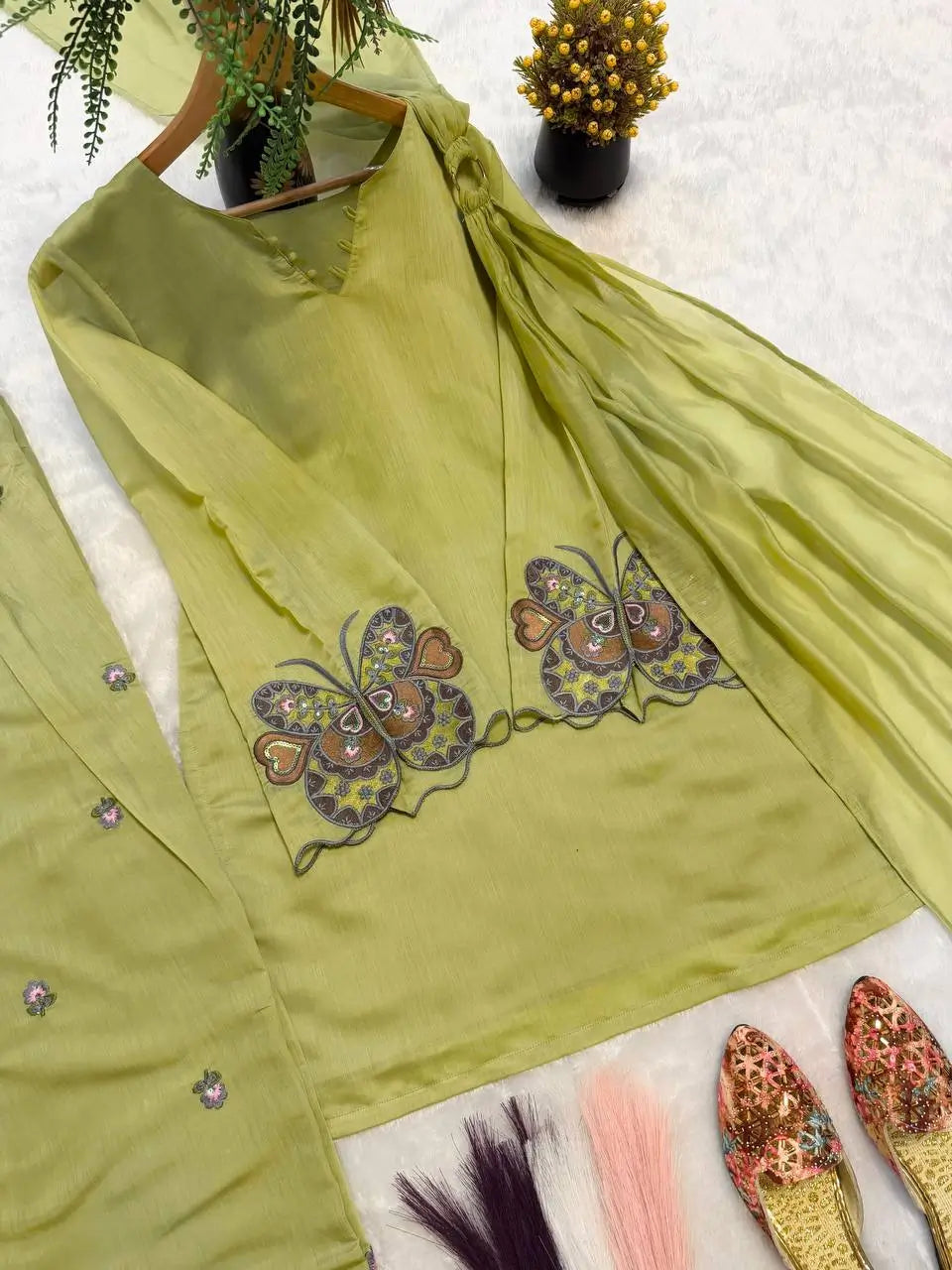 Lime Zari Sequin Farshi Suit