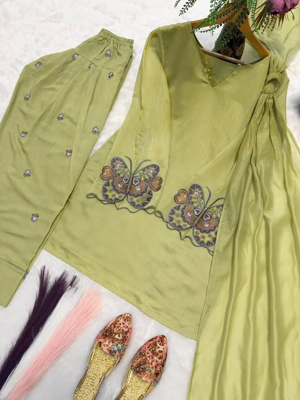 Lime Zari Sequin Farshi Suit