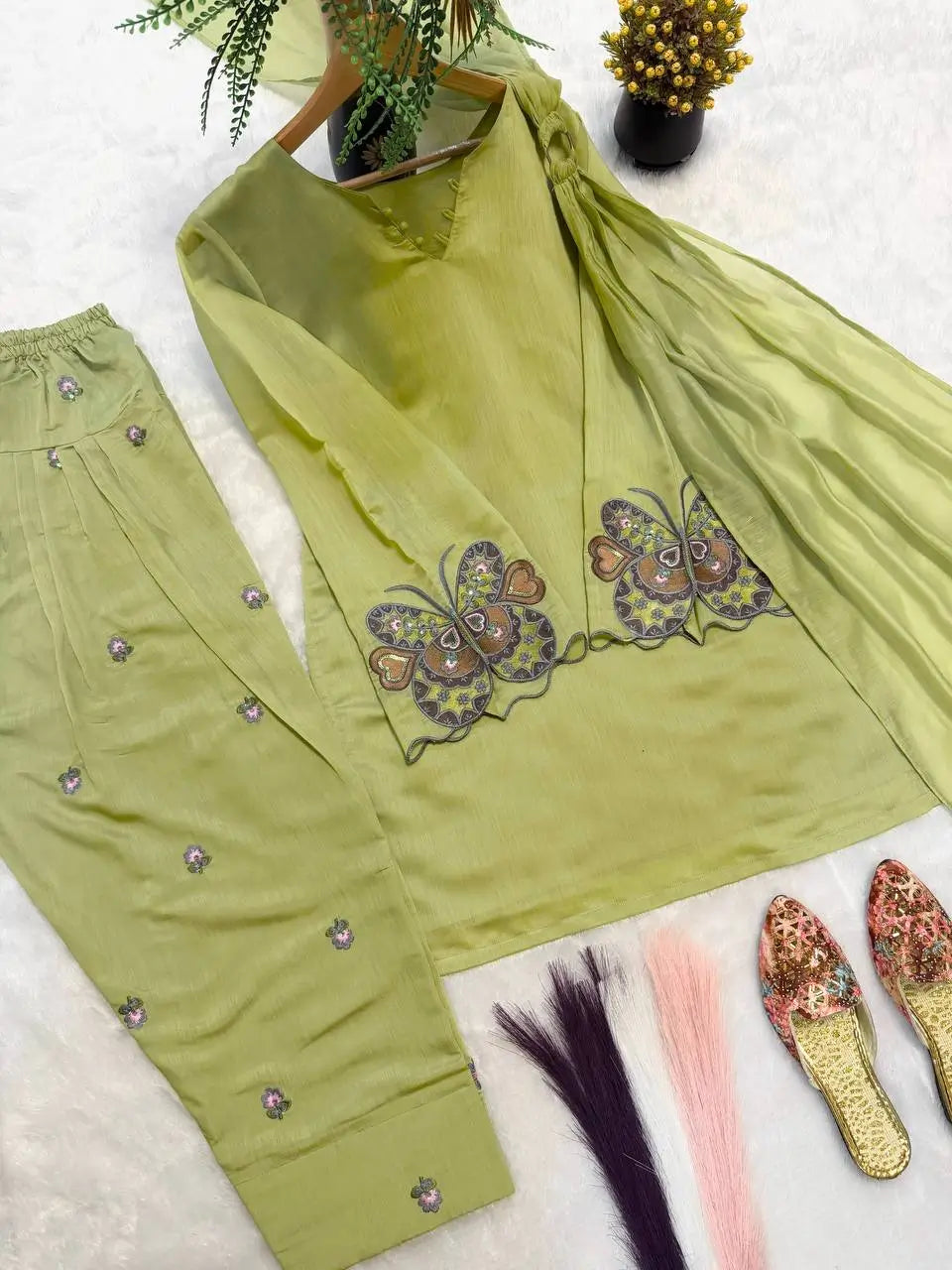 Lime Zari Sequin Farshi Suit