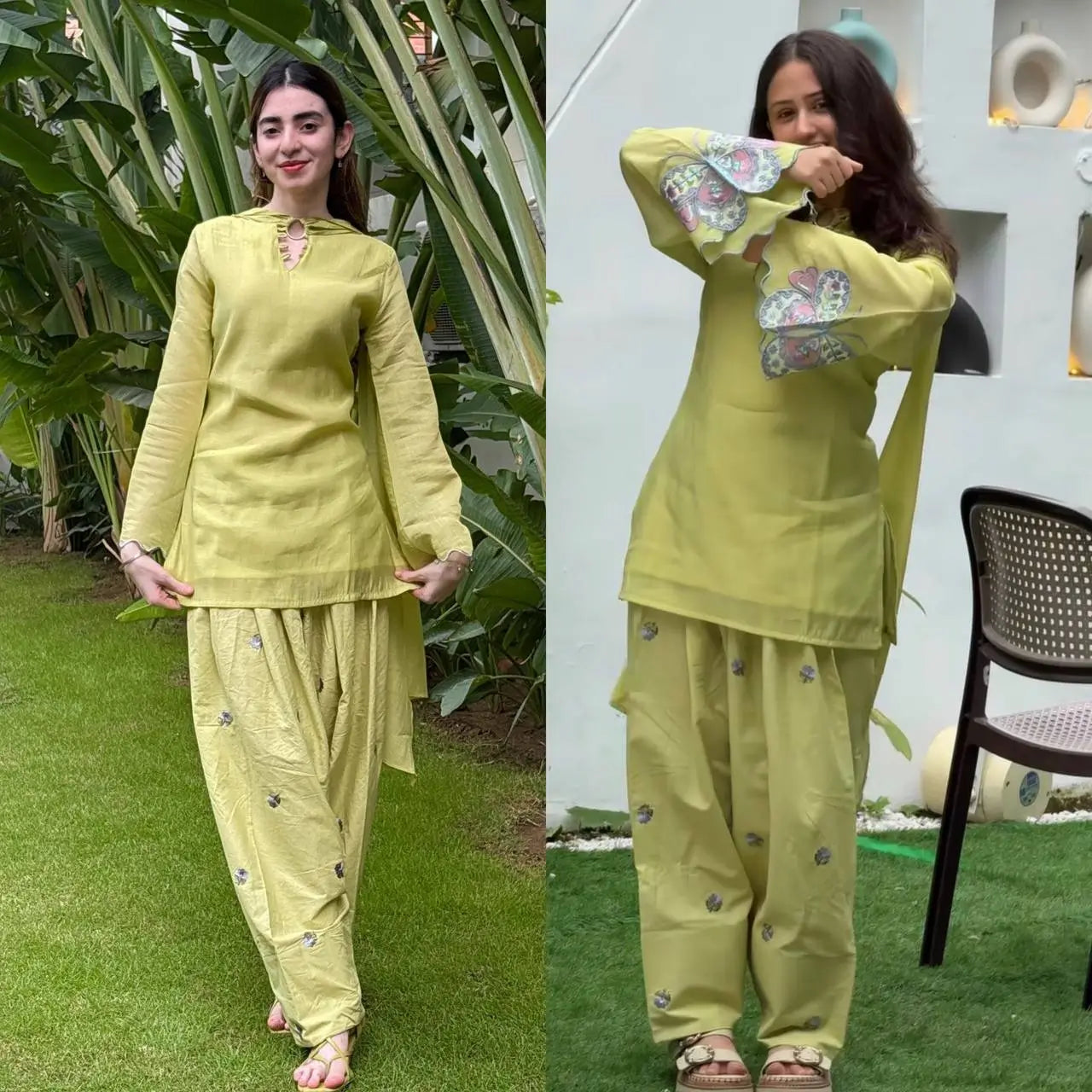 Lime Zari Sequin Farshi Suit