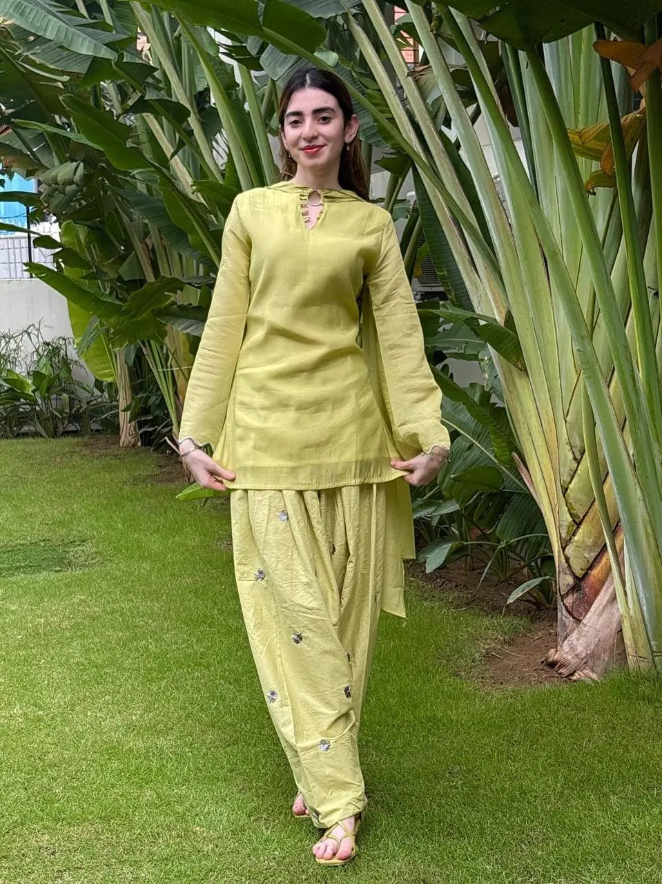 Lime Zari Sequin Farshi Suit