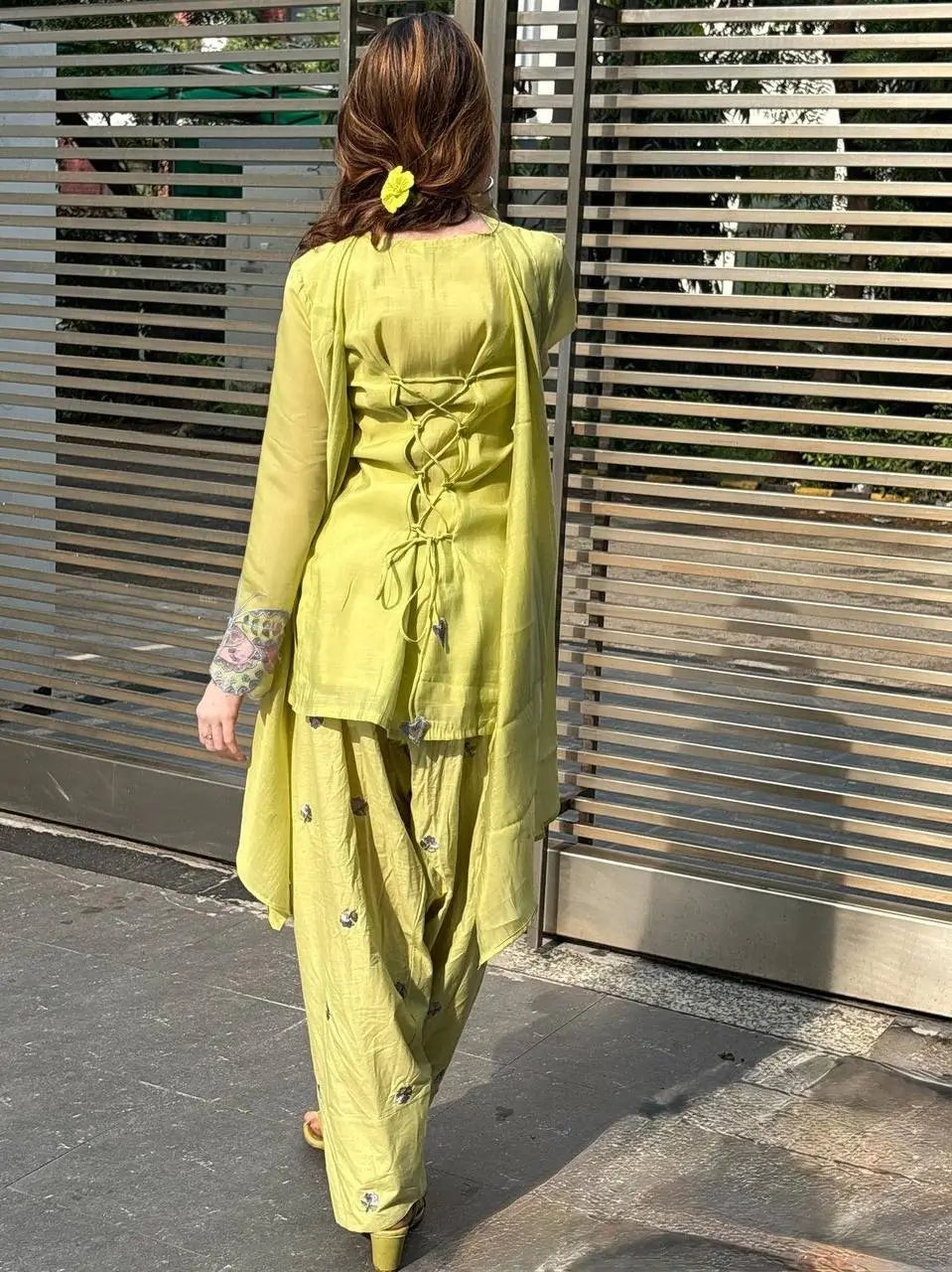 Lime Zari Sequin Farshi Suit