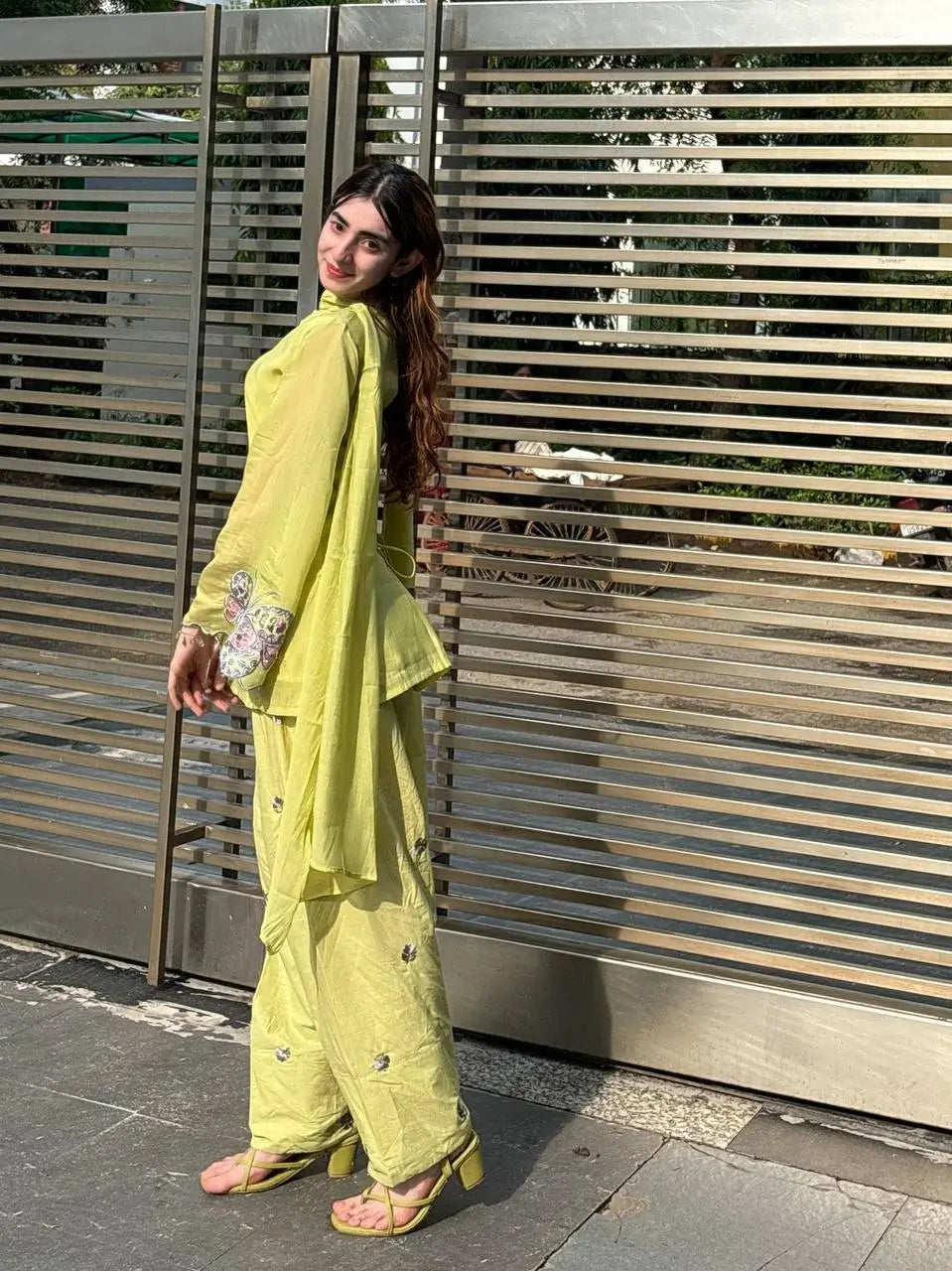 Lime Zari Sequin Farshi Suit