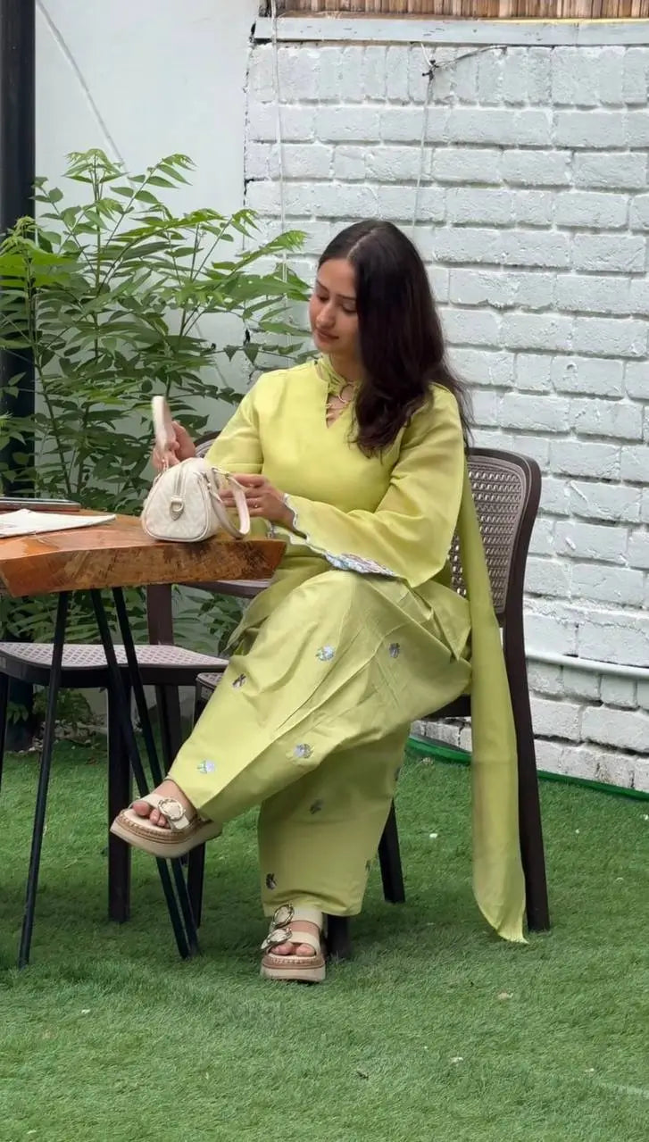 Lime Zari Sequin Farshi Suit