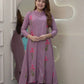 Long Flair Embroidered Rayon Kurti with Palazzo – Elegant Festive Wear