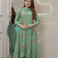 Long Flair Embroidered Rayon Kurti with Palazzo – Elegant Festive Wear