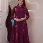 Long Flair Embroidered Rayon Kurti with Palazzo – Elegant Festive Wear