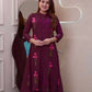 Long Flair Embroidered Rayon Kurti with Palazzo – Elegant Festive Wear