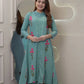Long Flair Embroidered Rayon Kurti with Palazzo – Elegant Festive Wear