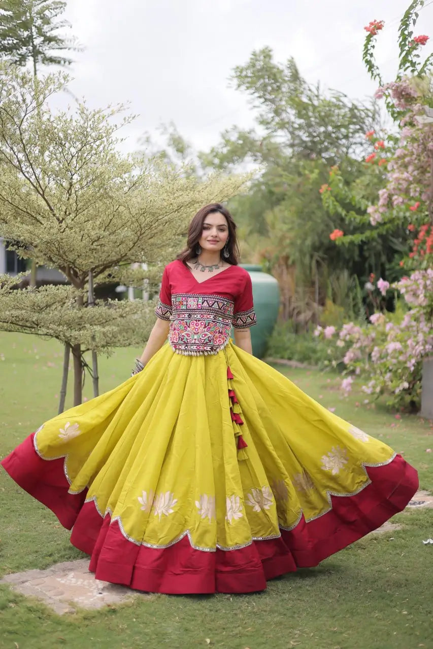 Lotus Gota Mirror Lehenga Set