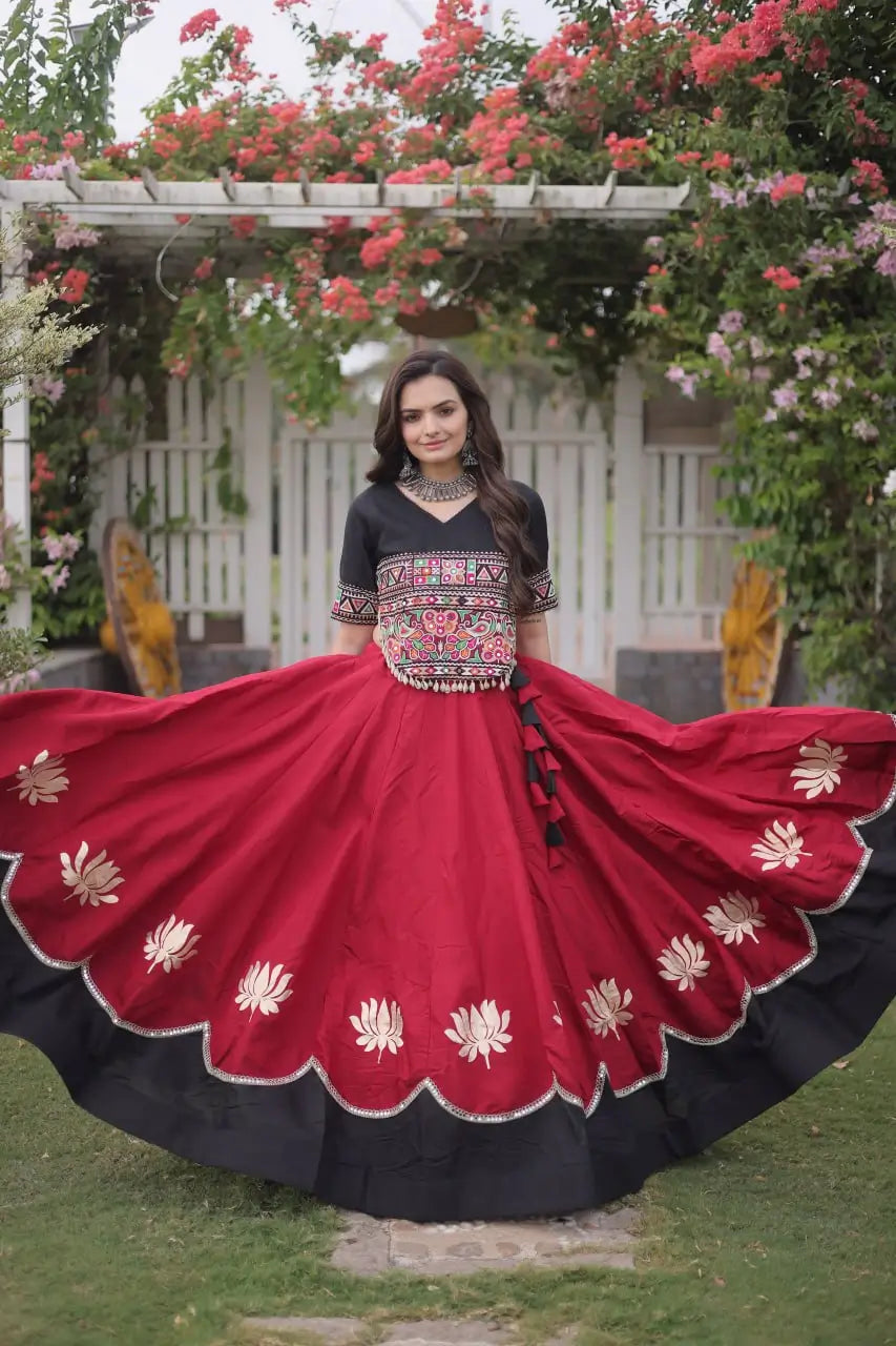 Lotus Gota Mirror Lehenga Set