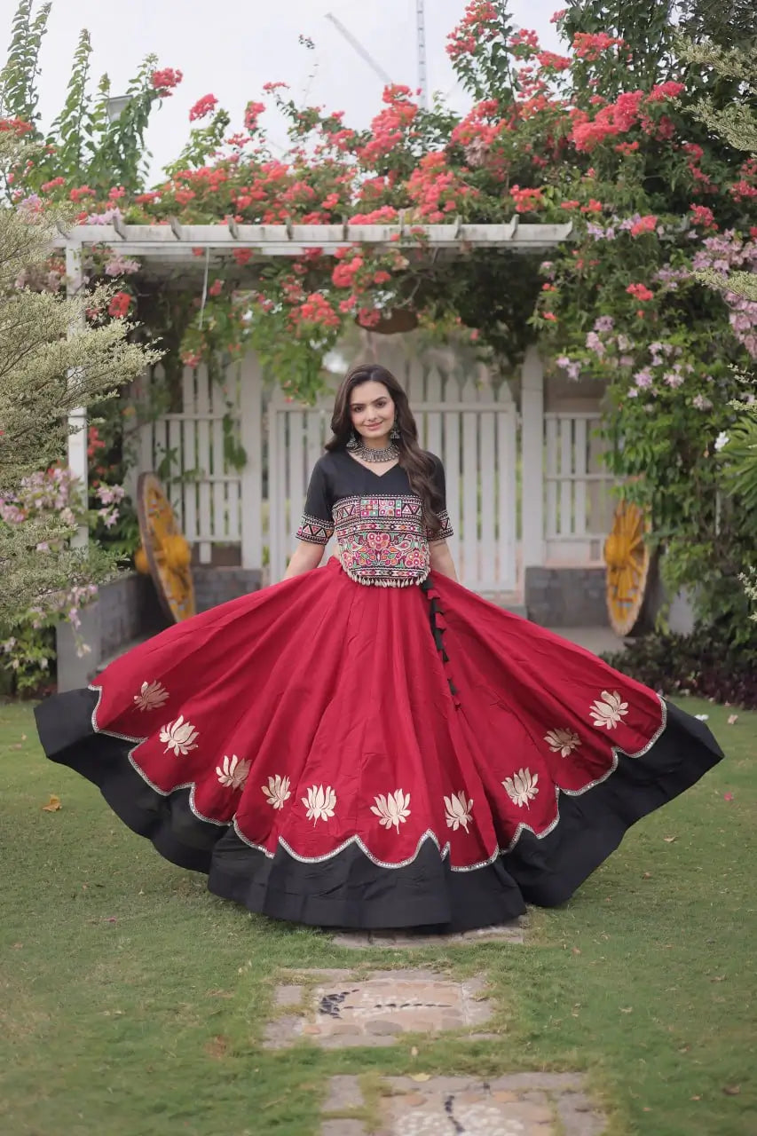 Lotus Gota Mirror Lehenga Set