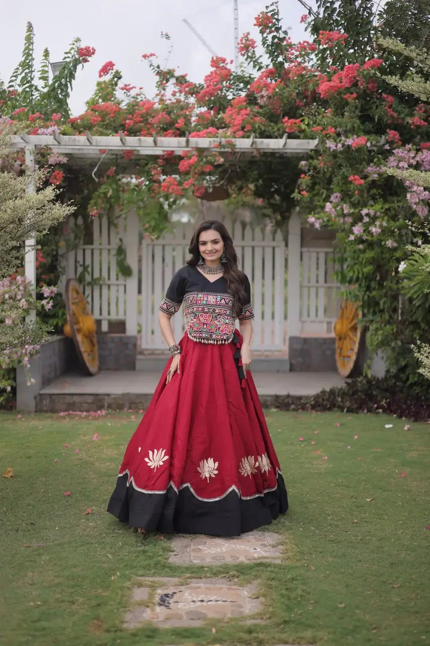 Lotus Gota Mirror Lehenga Set