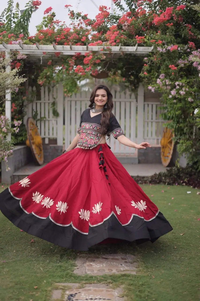 Lotus Gota Mirror Lehenga Set