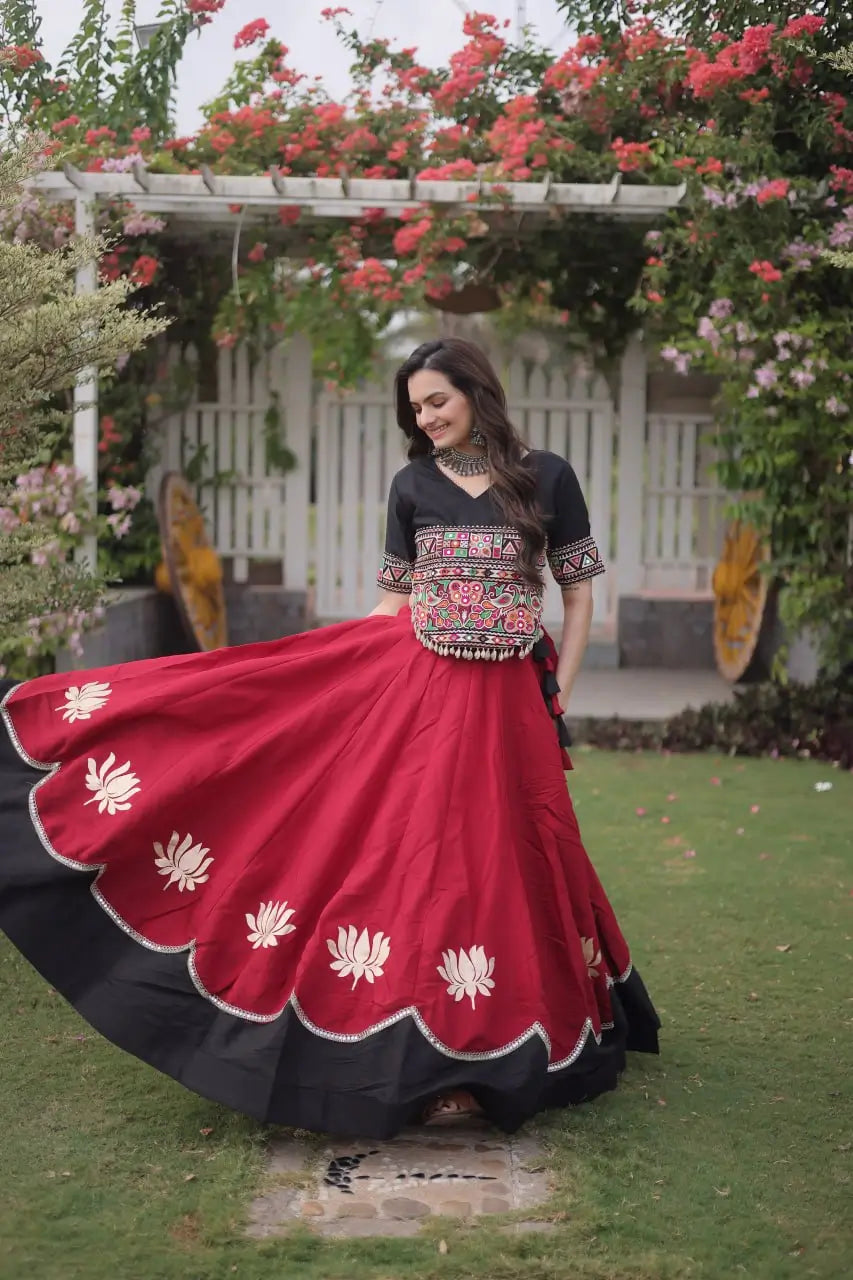 Lotus Gota Mirror Lehenga Set