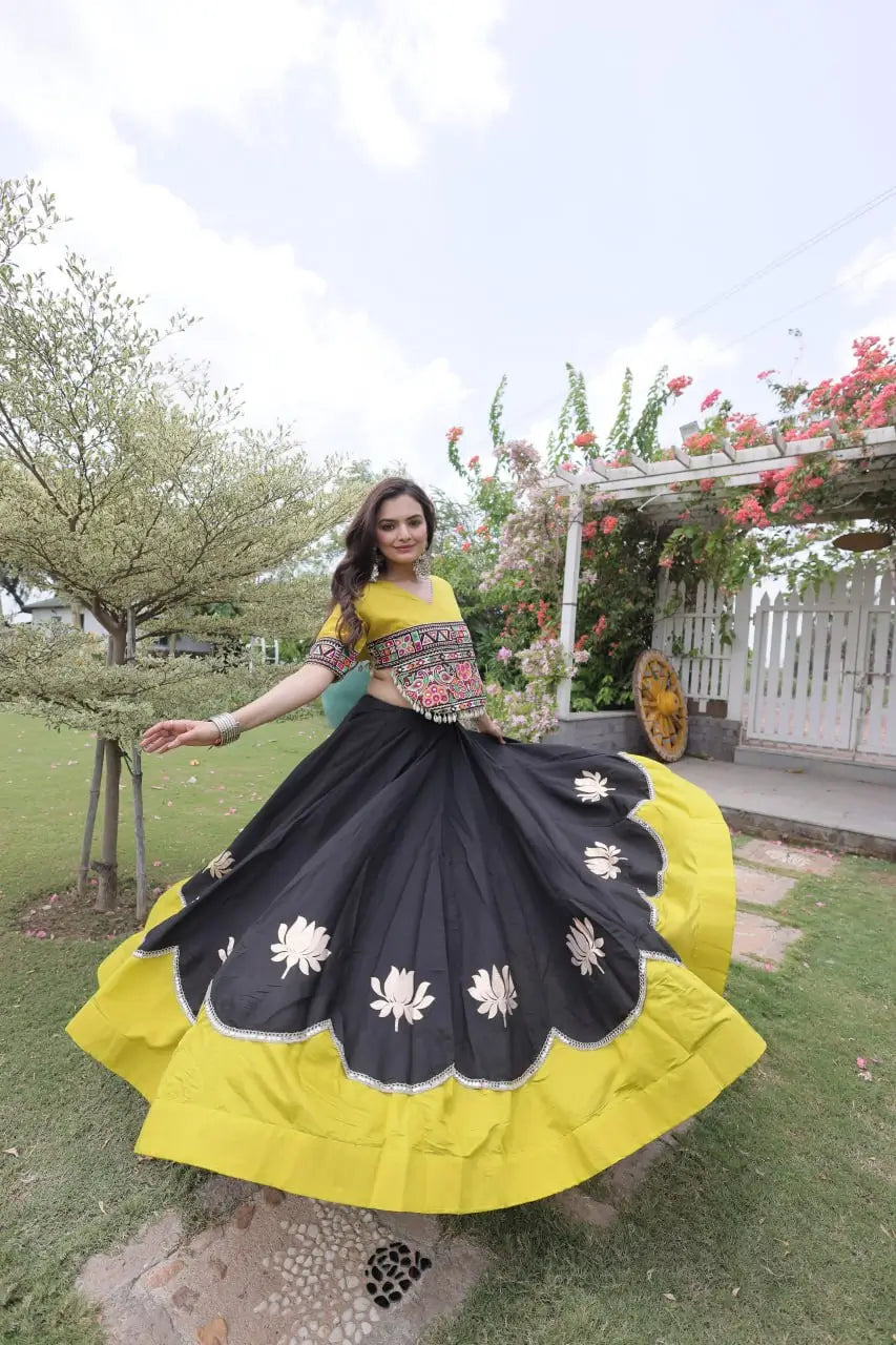 Lotus Gota Mirror Lehenga Set
