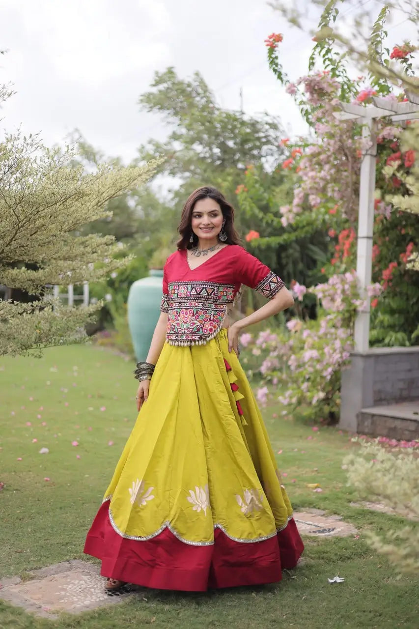 Lotus Gota Mirror Lehenga Set