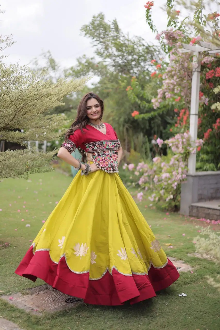 Lotus Gota Mirror Lehenga Set