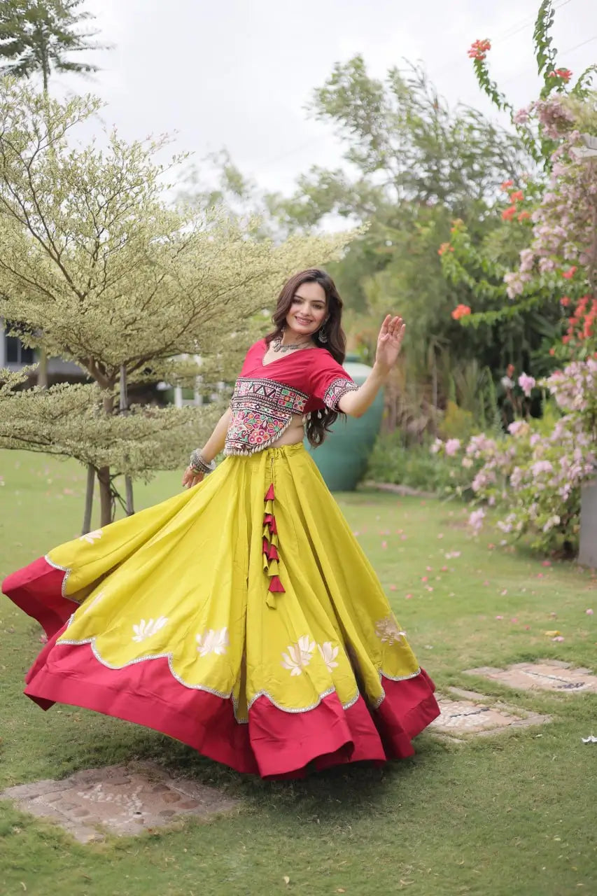Lotus Gota Mirror Lehenga Set