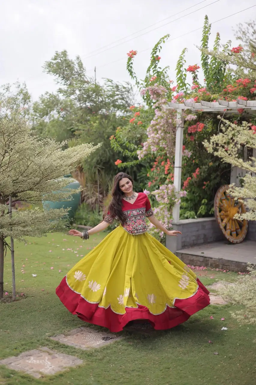 Lotus Gota Mirror Lehenga Set