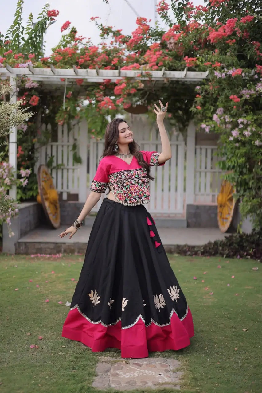 Lotus Gota Mirror Lehenga Set