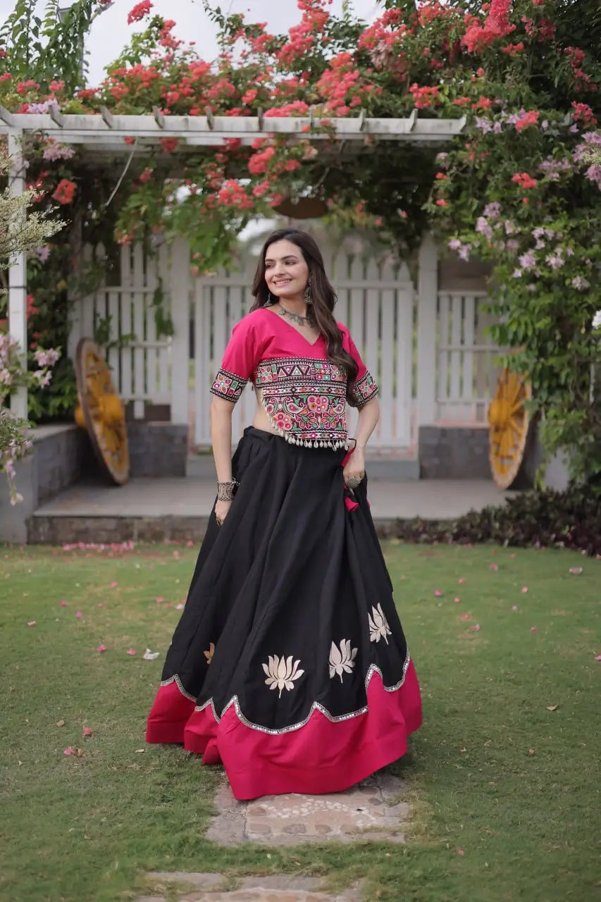 Lotus Gota Mirror Lehenga Set