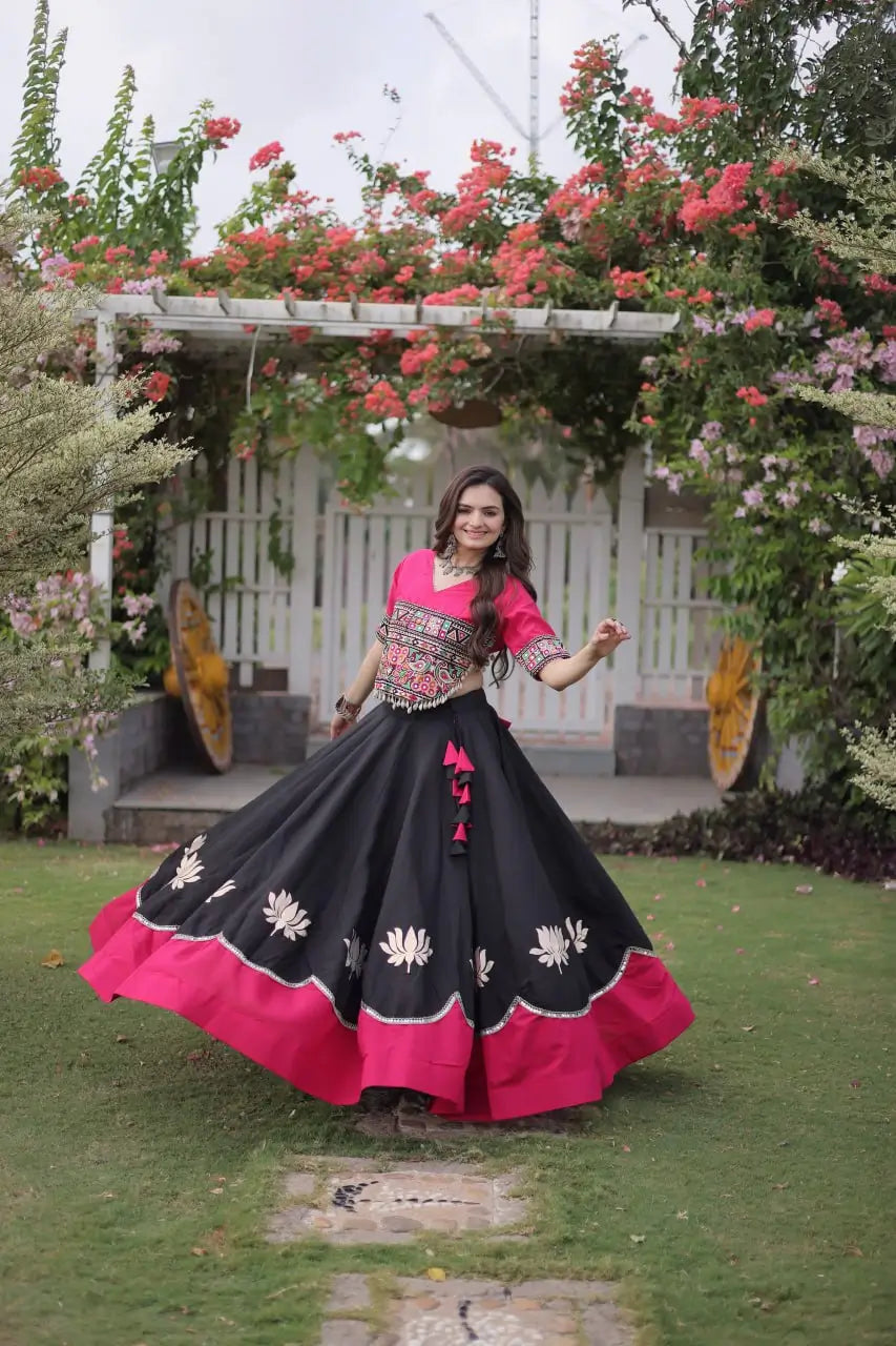Lotus Gota Mirror Lehenga Set